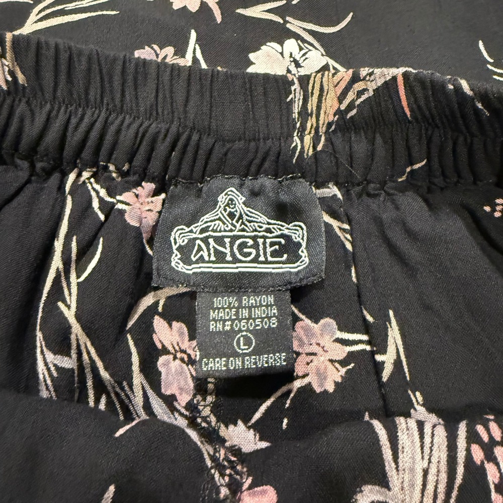 Angie‎ Black Floral High Low Skirt Maxi Womens Large Rayon - Picture 4 of 4